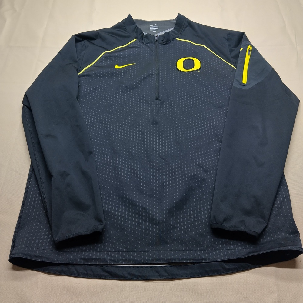 Nike Oregon Ducks Mens Large Black Yellow Quarter Zip Pullover Training Top